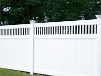 <b>6 foot white vinyl closed spindle top privacy fence</b>